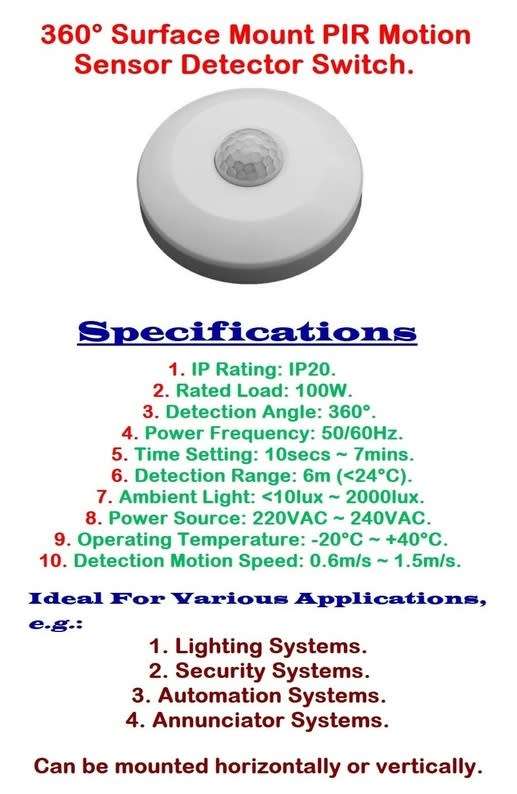 SPECIAL BULK OFFER: Infrared Motion Sensor PIR 360° Detector/Switch, 220V. Collections Are Allowed.