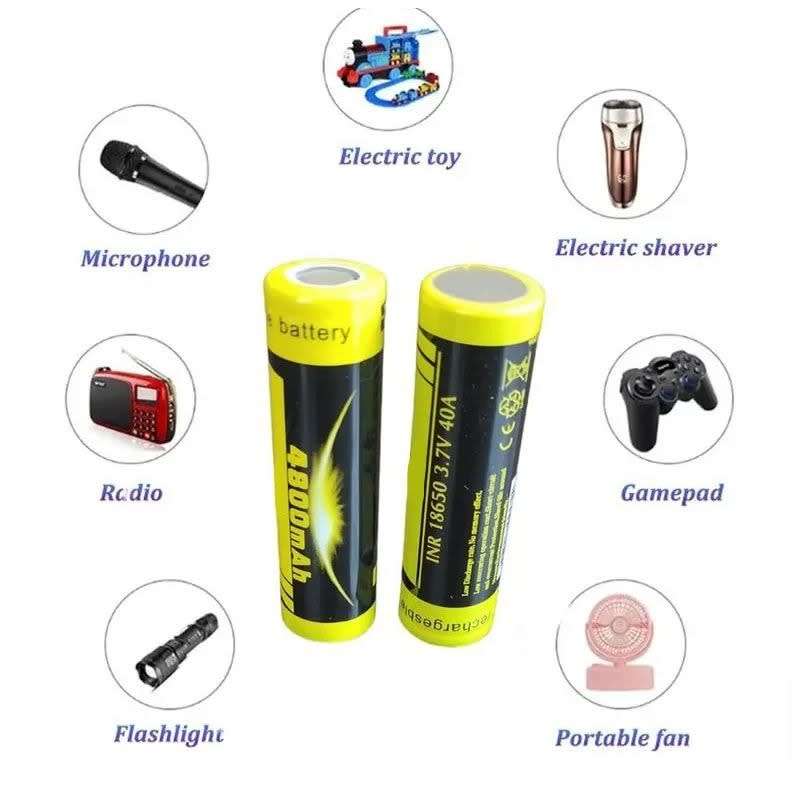 18650 40A 3.7V 4800mAh Rechargeable High Drain Batteries. Flat Top TF Version. Collections Allowed.