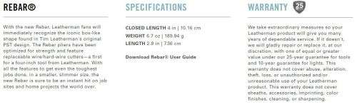 Leatherman Rebar - Silver - Authentic - Stainless Steel - Brand New Condition with Pouch