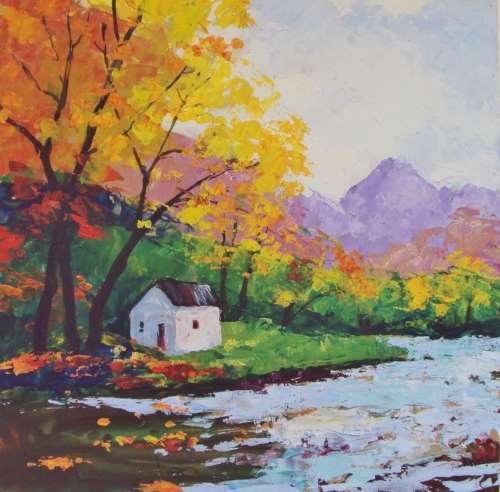 autumn trees at the riverside