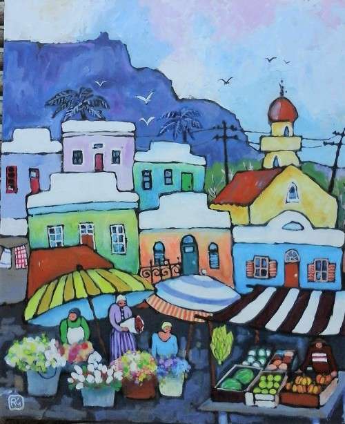 table mountain, bokaap and flower and veg sellers