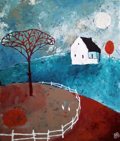 cottage in the moonlight