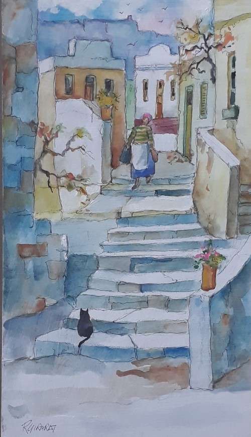 Staircase in Malay Quarter, bokaap, Cape Town