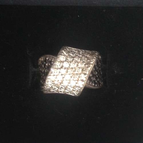 Black and White Cubic Zirconia Wrap Ring Set in Solid Silver