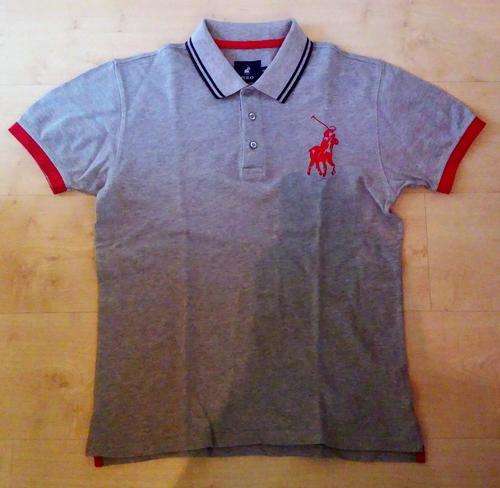 Ralph Lauren Polo Shirt (GREY/RED)(Size:MEDIUM)