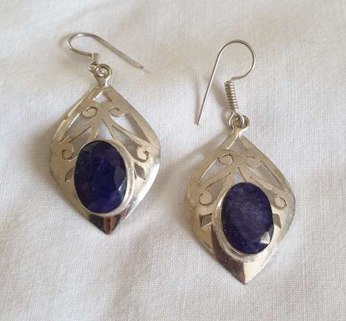 Sterling silver sapphire earrings