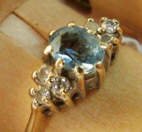 9ct gold Blue Topaz and Diamond ring