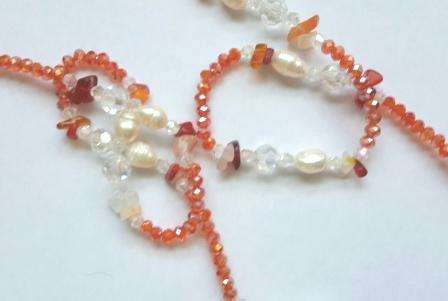 Fresh water pearl, crystal and gemstone necklace