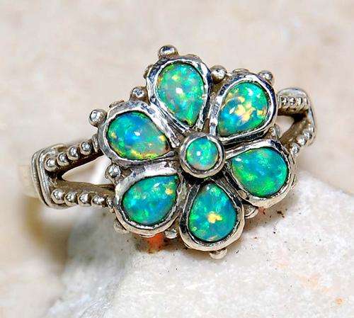1ct Green Fire Opal 925 silver filigree ring