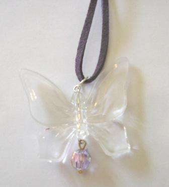 Children's jewellery - butterfly pendant on leather cord