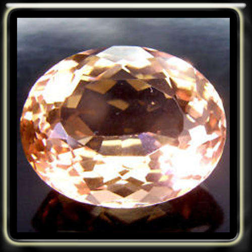16.18CT PADPARADSHCA MORGANITE QUARTZ [VVS] - FLAWLESS MULTI FACET OVAL GEMSTONE