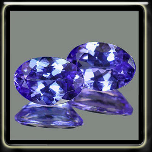 2.10CT 99% SYNTHETIC INTENSE VIVID VIOLET BLUE TANZANITE PAIR - VVS BRILLIANT POLISHED OVALS