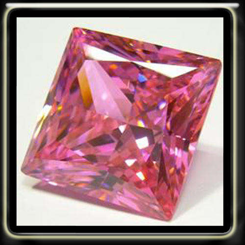 LOVELY  3.89CT A PAIR OF PRETTY PINK PRECISION BRILLIANT PRINCESS CUT DIAMOND SIMULANTS
