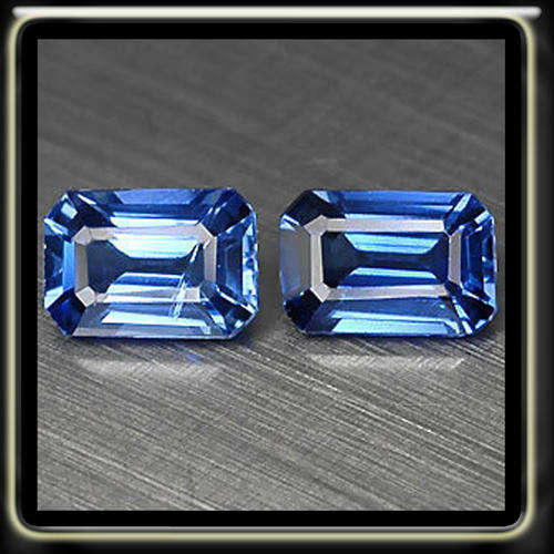 RADIANT 1.92CT MATCHIN PAIR OF NATURAL CORNFLOWER BLUE EMERALD CUT SAPPHIRES WITH OUTSTANDING LUSTRE