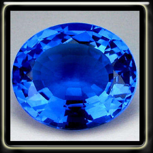 GLOWING 13.45CT AMAZING TANZANITE BLUE COLOURED QUARTZ POLISHED IN A MODERN OVAL