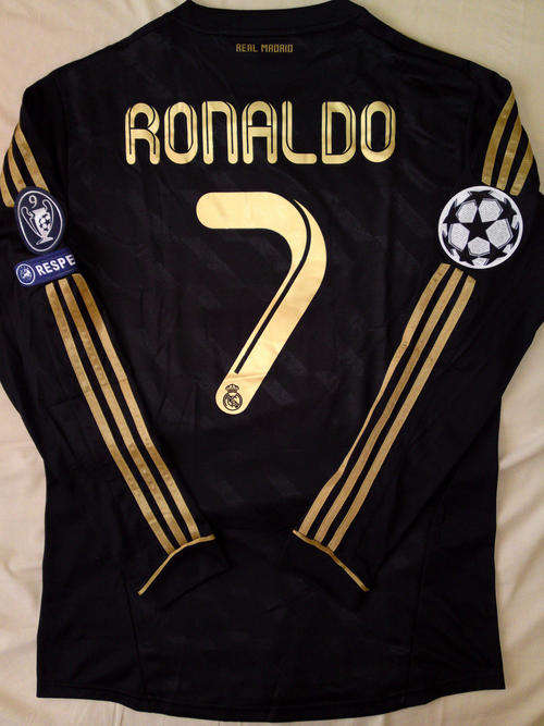 AUTHENTIC REAL MADRID CHAMPIONS LEAGUE 2011/2012 AWAY**RONALDO**LARGE-LONG SLEEVE