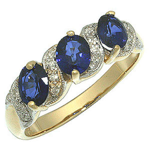 R9900 - 1.3CT BLUE SAPPHIRE  & DIAMOND 9K GOLD RING