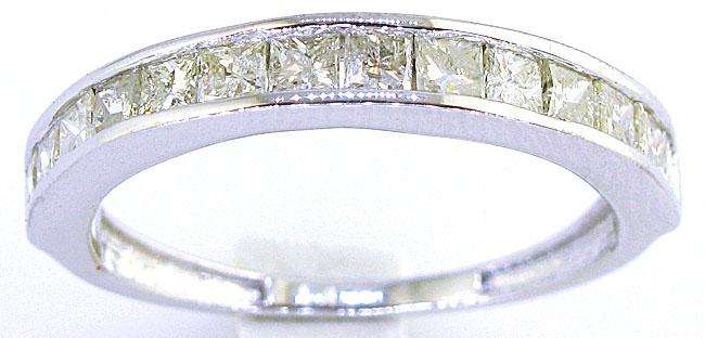 R65800 - PRINCESS 1.21Ct DIAMOND  WHITE GOLD MENS WEDDING RING