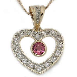 R7500 - BIG 1CT PINK TOURMALINE DIAMOND PENDANT