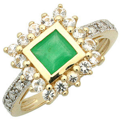 R19500 - 1.3CT EMERALD &SAPPHIRE & DIAMOND SOLID GOLD RING