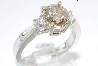 R95000 1.61CT ROUND CUT COGNAC DIAMOND ENGAGEMENT RING
