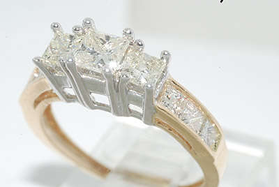 R75000 - 1.46CT 9 STONE PRINCESS CUT DIAMOND ENGAGEMENT RING