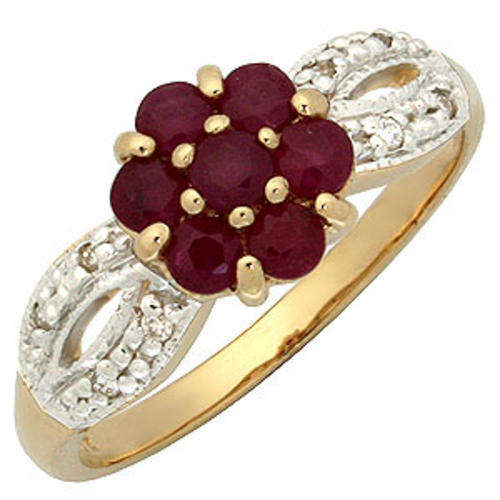 R6500 - 0.8CT RUBY & DIAMOND 9K SOLID YELLOW GOLD RING