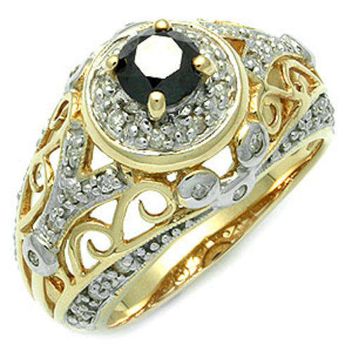 R39000 - VINTAGE 1CT BLACK & WHITE DIAMOND SOLID GOLD RING **CERTIFICATE INCLUDED**