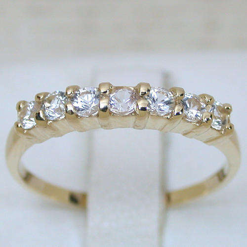 R8000 - WOW 0.62ct 14K YELLOW GOLD NATURAL WHITE SAPPHIRE BAND RING