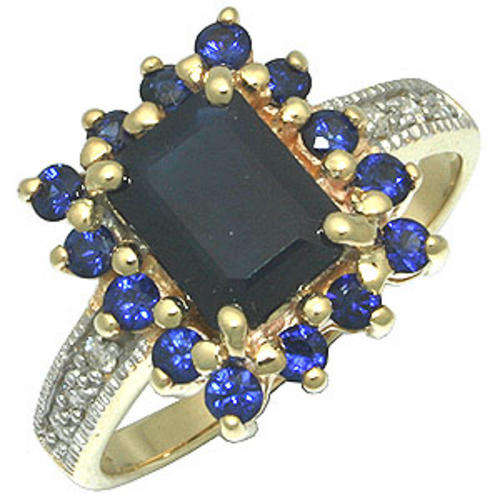 R14500 - VINTAGE 2.2CT BLUE SAPPHIRE & DIAMOND GOLD RING