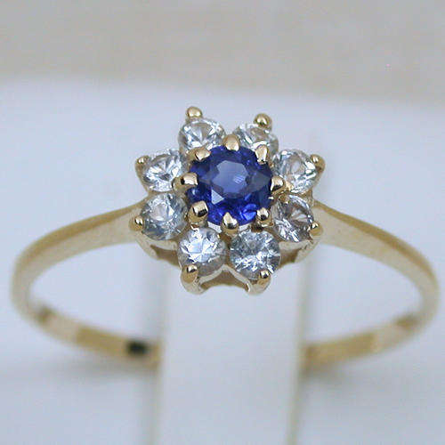 R7500 STUNNING 0.30 CT 14K YELLOW GOLD BLUE SAPPHIRE SOLITAIRE DIAMOND RING