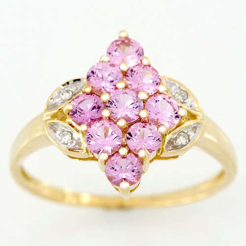 1.52CT NATURAL PINK SAPPHIRE & DIAMOND 9CT GOLD RING