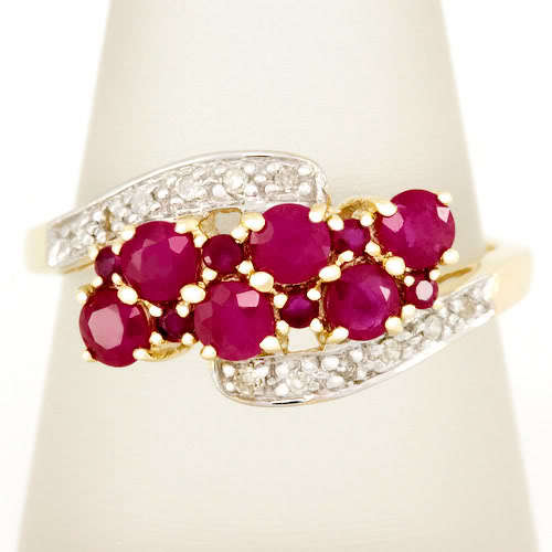 1.20CT NATURAL RUBY & 12 DIAMOND 9CT 9K GOLD RING