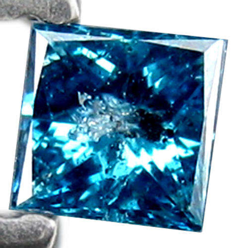 0.13CT EXCELLENT HOT RAREST PRINCESS CUT BLUE DIAMOND