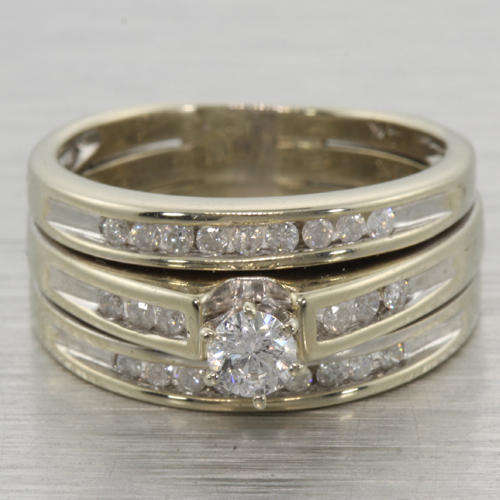 ELEGANT .50CT DIAMOND TRIO SET ENGAGEMENT RING