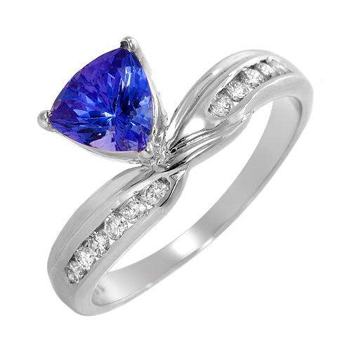 DAZZLING 1.20CT TANZANITE & DIAMOND RING CRAFTED IN 18K WHITE GOLD!!