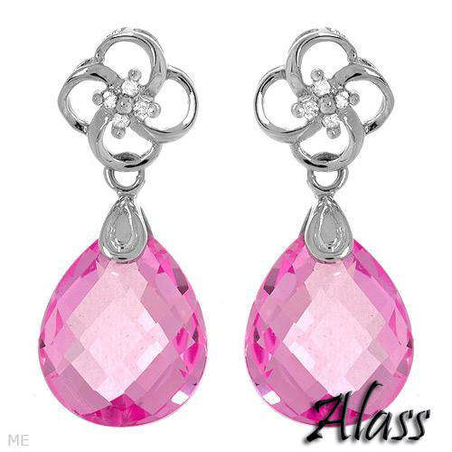 STUNNING 9CT SAPPHIRE & DIAMOND EARRINGS CRAFTED IN WHITE GOLD