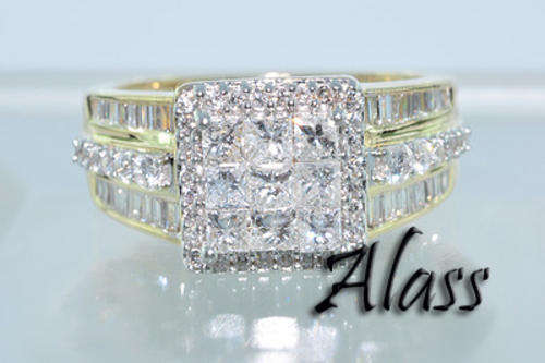 ELEGANT 1.86CT PRINCESS & ROUND CUT DIAMOND RING