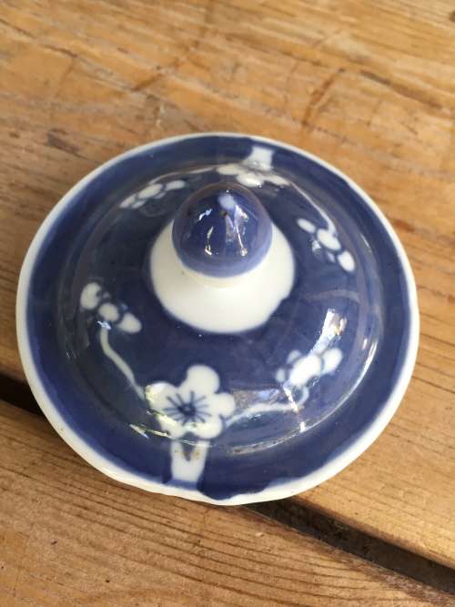 Indigo blue urn shaped ginger jar with lid