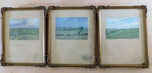 Three vintage prints in pretty gilded frames