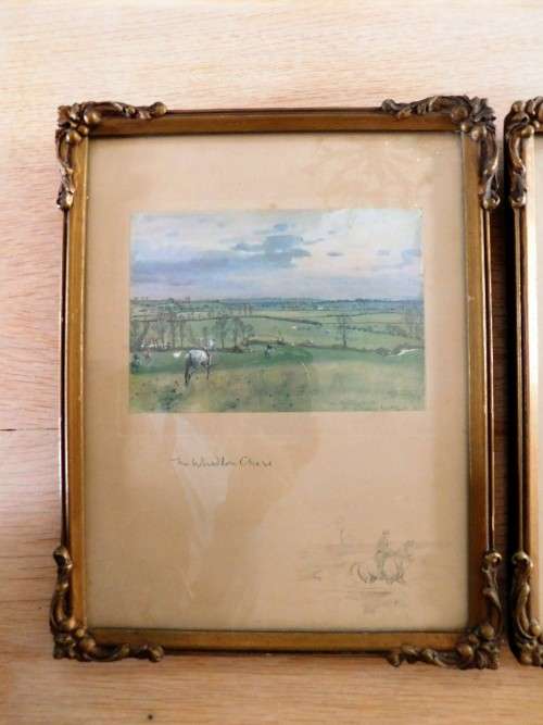 Three vintage prints in pretty gilded frames