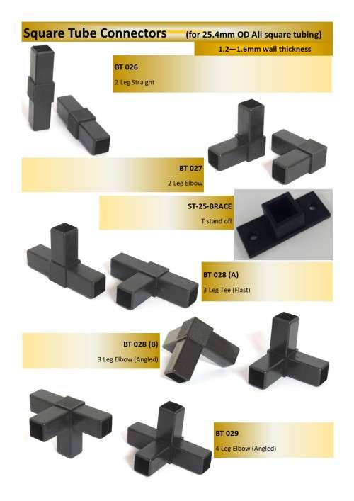 25mm Sq Tube connector 4 leg Cross