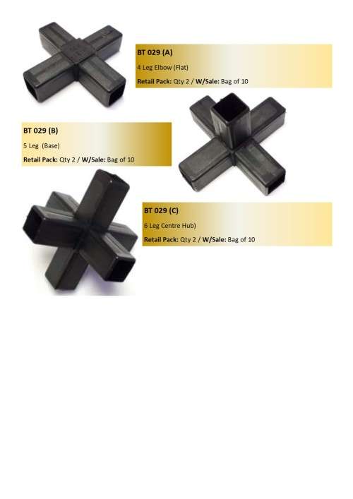 25mm Sq Tube connector 4 leg Cross