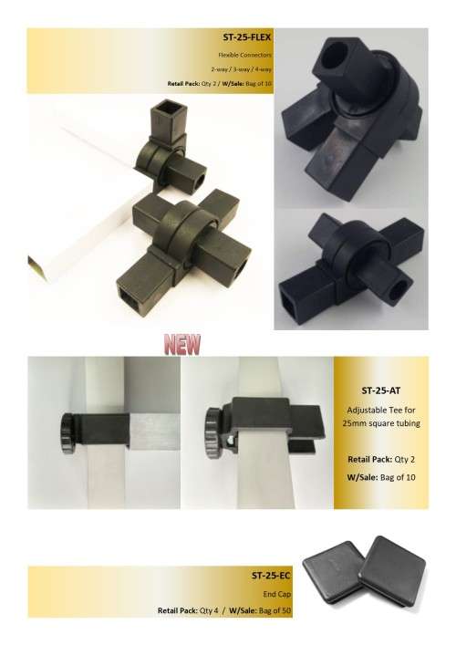 25mm Sq Tube connector 4 leg Cross