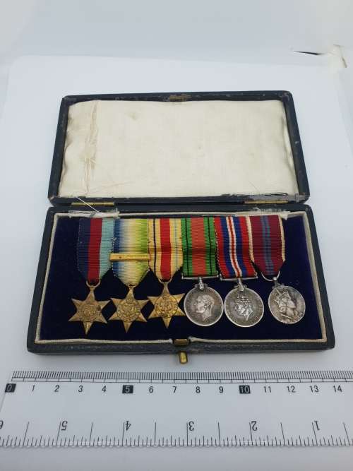 Miniature set of 6 medals, possibly navy