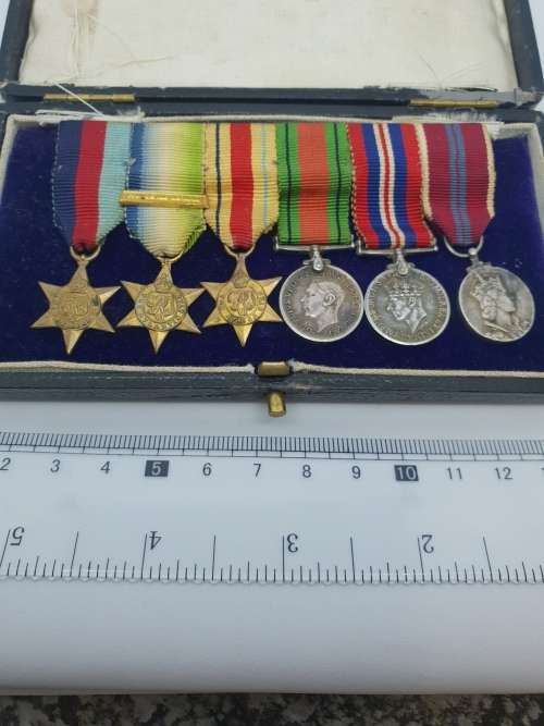 Miniature set of 6 medals, possibly navy