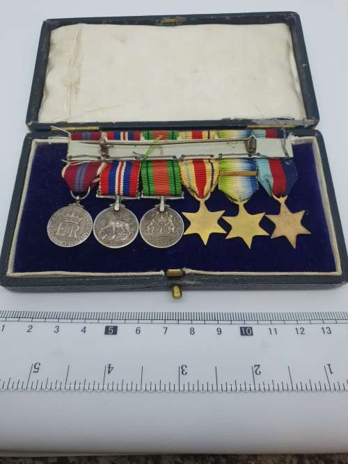 Miniature set of 6 medals, possibly navy