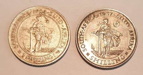 Union 1 shilling - lot of 2 - 1924, 1937