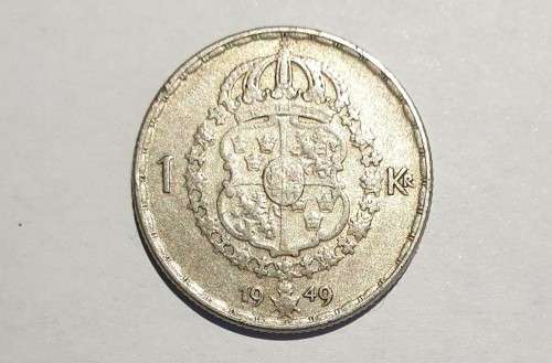 SWEDEN - silver coin: 1949 1 Krona