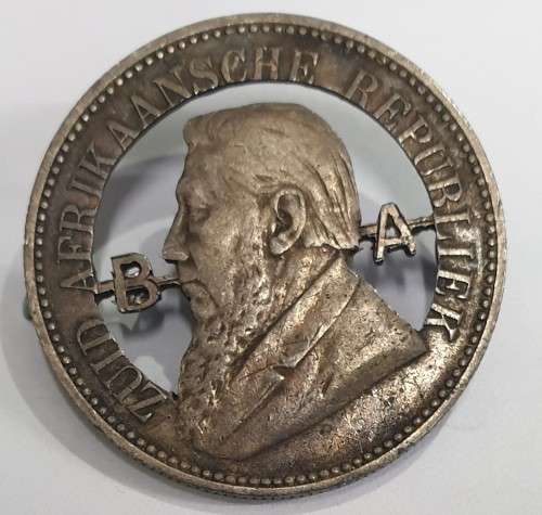 1896 ZAR 2 1/2 shilling made into brooch or pin (broken)